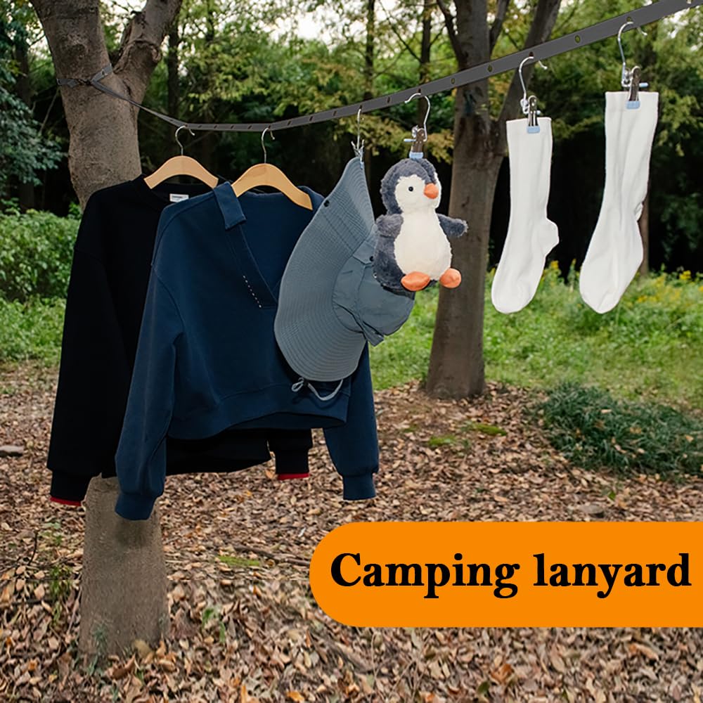 Reise-Wäscheleine, tragbare Camping-Wäscheleine, 3,6 m lang mit Loch, verwendet für Hotelzimmer, Kreuzfahrtschiff, drinnen und draußen, Schwarz