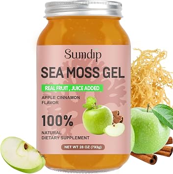 Sea Moss Gel, Raw Wildcrafted Irish Seamoss Gel, Apple Cinnamon, 28oz | Rich in Essential Vitamins, Minerals, Non-GMO, Gluten-Free, Vegan