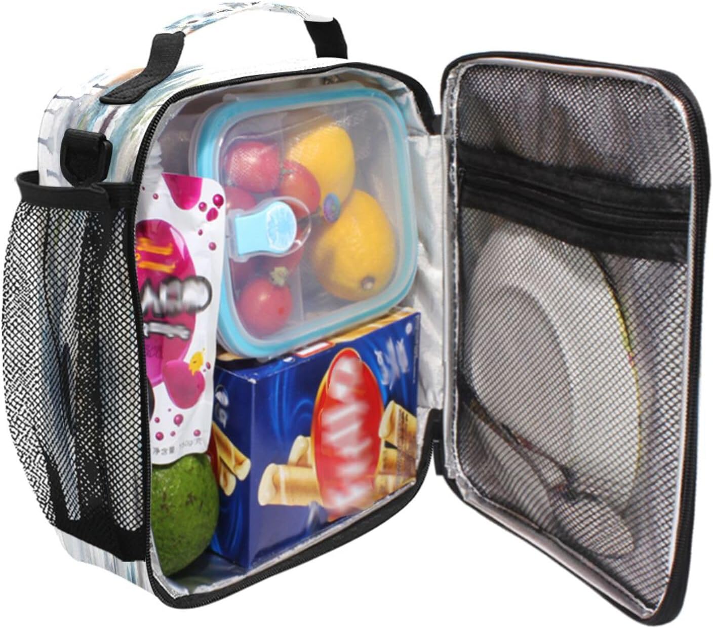 Wolf Flower Lunch Box Bag Large for Boys Girls Kid Insulated Lunch Bags Food Container Reusable Lunchbox Portable Meal Prep Containers Reusable for Adults Camping Travel School