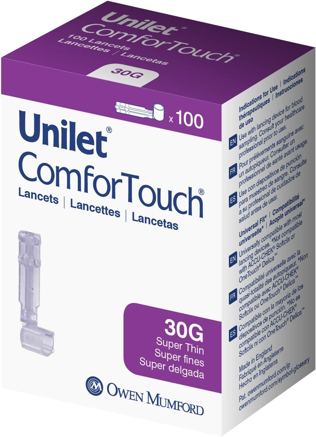 Comfort Touch Super Thin Lancets, 30g, 100 Count