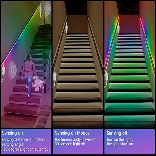 Miniatura 3 de Luces activadas por movimiento para debajo del gabinete, tira de luces LED con sensor de movimiento de 13.1 ft con control remoto, tira de luces