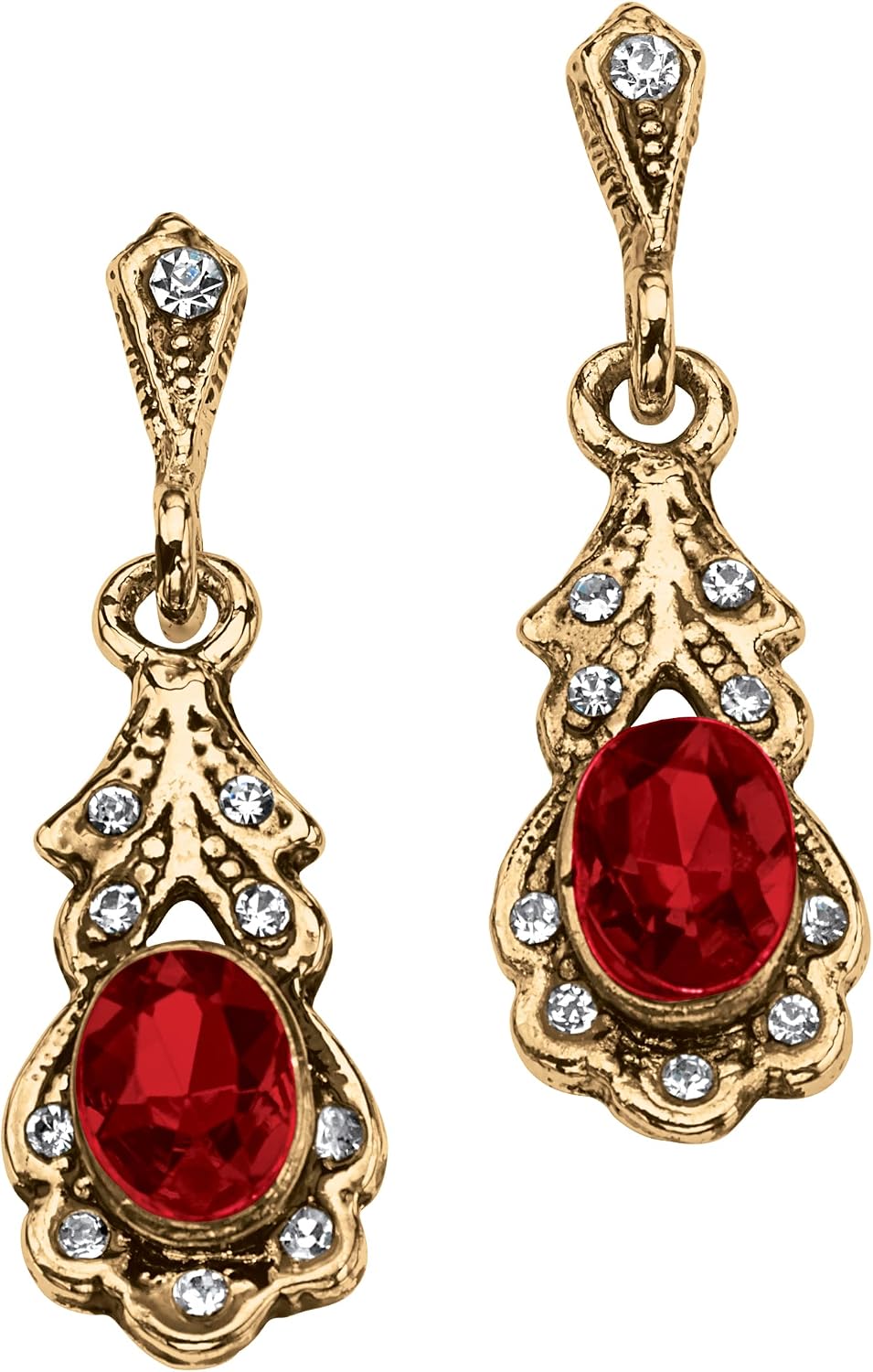 PalmBeach Jewelry Goldtone Antiqued Oval Cut Simulated Birthstone Drop Earrings