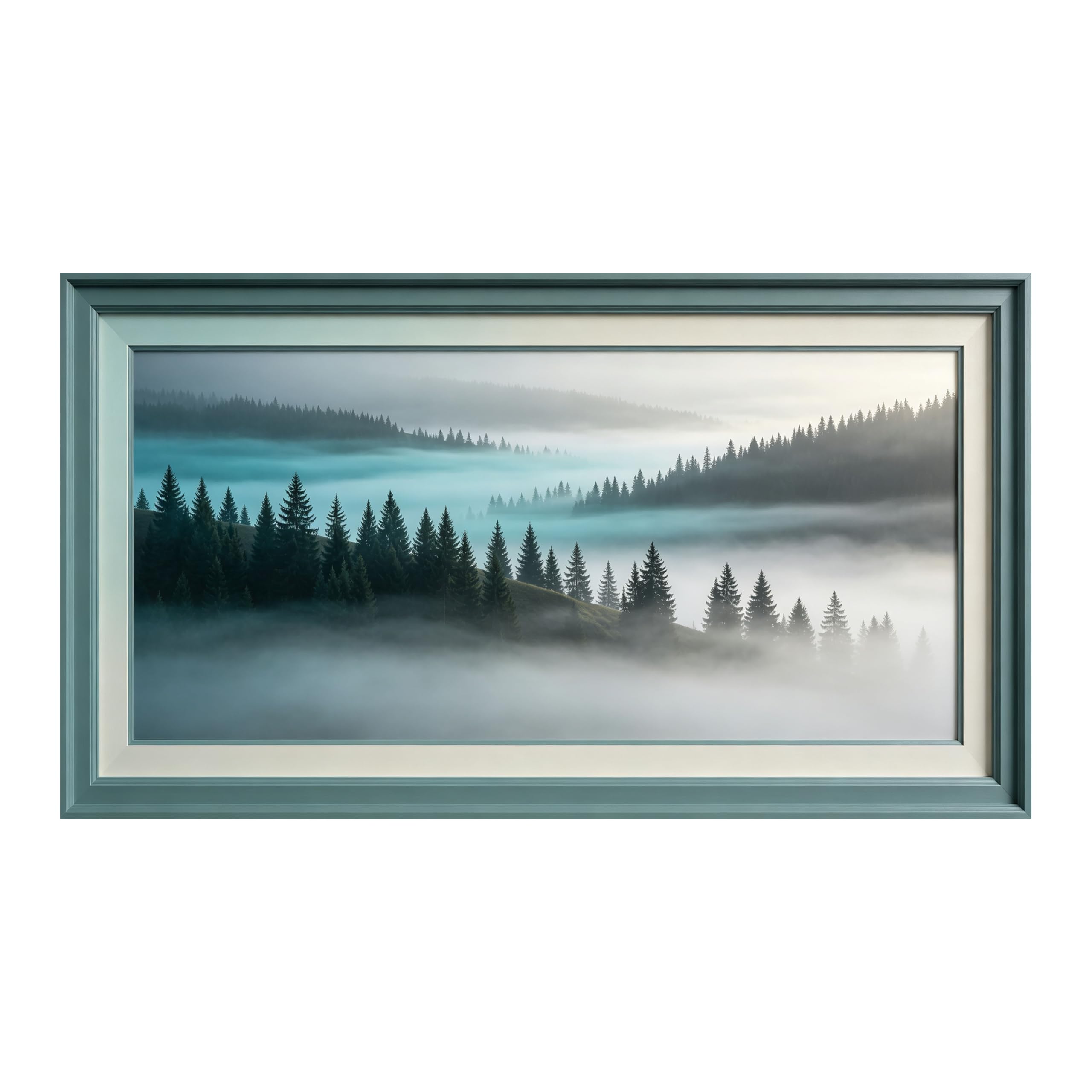 Yzpallescene 3D Framed Wall Art Misty Forest Landscape Nordic Panoramic Large Size SelfAdhesive Removable Wall Decor Prints Artwork for Living Room Bedroom Office