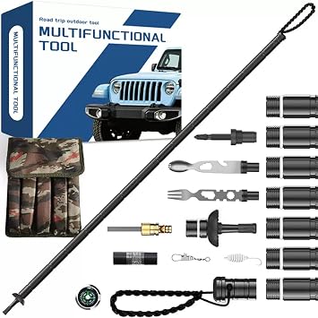 Trekking Pole Tactical Walking Stick,Survival Hiking Pole7-Section