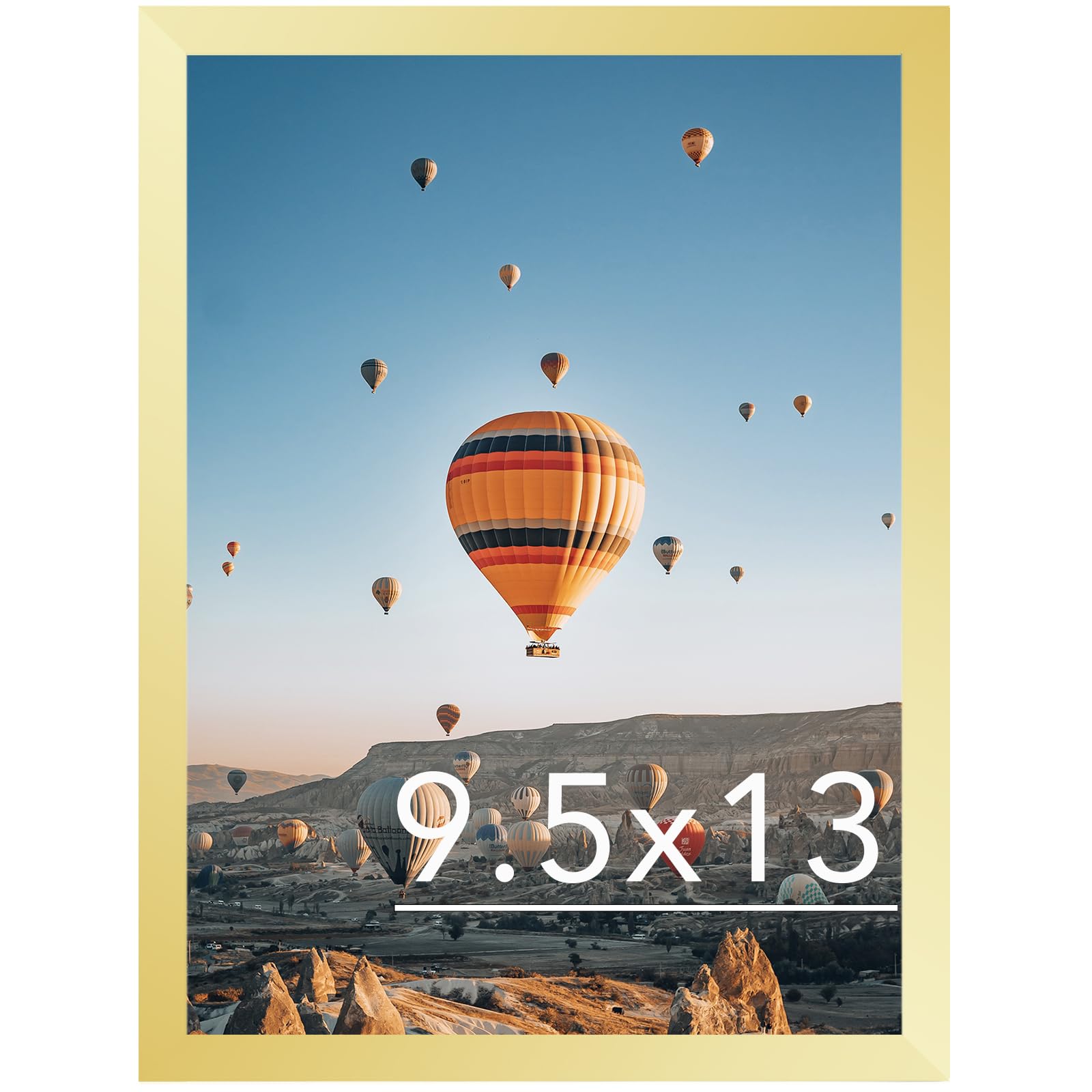 JCJMY 9.5x13 Picture Frame Gold for Wall Hanging, Wall Mounting Horizontally or Vertically, 9.5 x 13 Wall Gallery Poster Photo Frame with Shatter Resistant Plexiglass,Gold