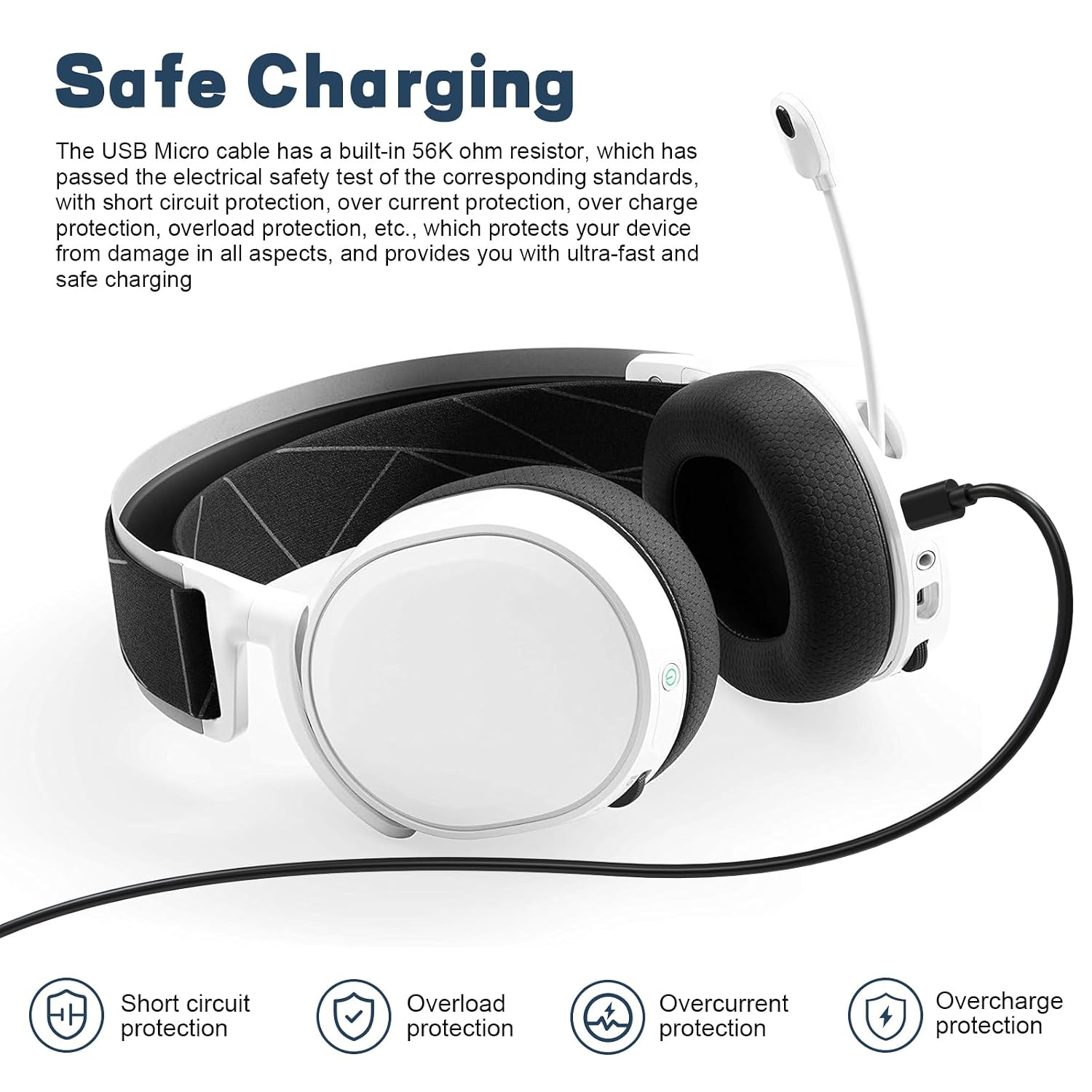 Zosvoses Micro USB Charging Cable Compatible with SteelSeries Arctis 7, Arctis 7P, Arctis 7X, Arctis 9, Arctis 9X, Arctis 3, Arctis 1, Arctis Pro Gaming Headsets, 6.6ft image 5