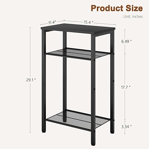 Miniatura 3 de Hoctieon Mesa auxiliar de 3 niveles mesa telefónica mesa auxiliar alta con almacenamiento mesita de noche pequeña para espacios pequeños marco de