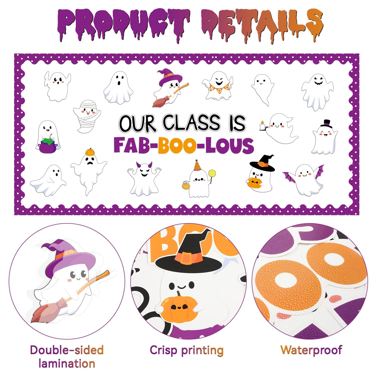 Snapklik.com : Halloween Bulletin Board Decoration Set Cute Ghost Paper ...
