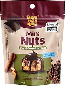 Mini Nuts Barra de Castanhas e Nibs de Cacau com Cobertura Cobertura de Chocolate Meio Amargo