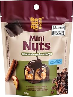 Mini Nuts Barra de Castanhas e Nibs de Cacau com Cobertura Cobertura de Chocolate Meio Amargo