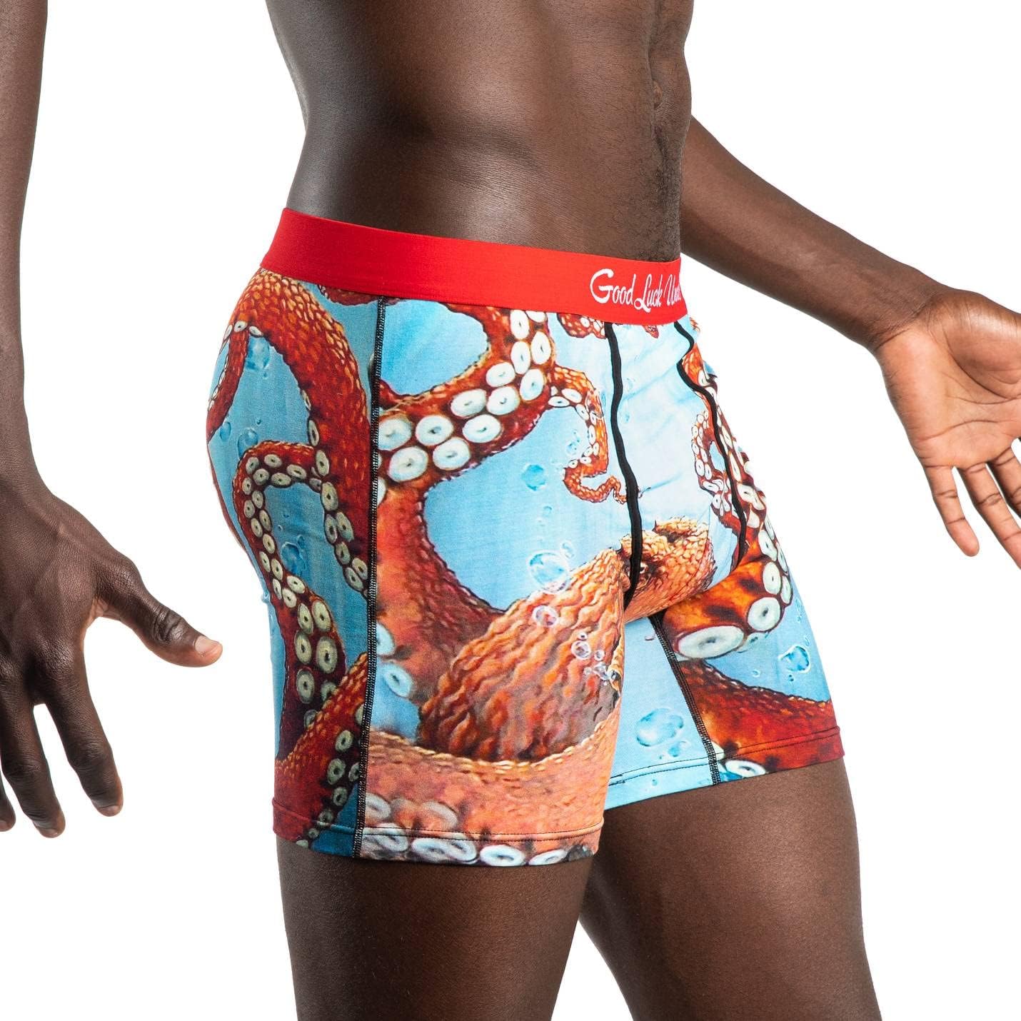 Good Luck Undies Men's Fish and Ocean Animal Boxer Brief Underwear - Image 3