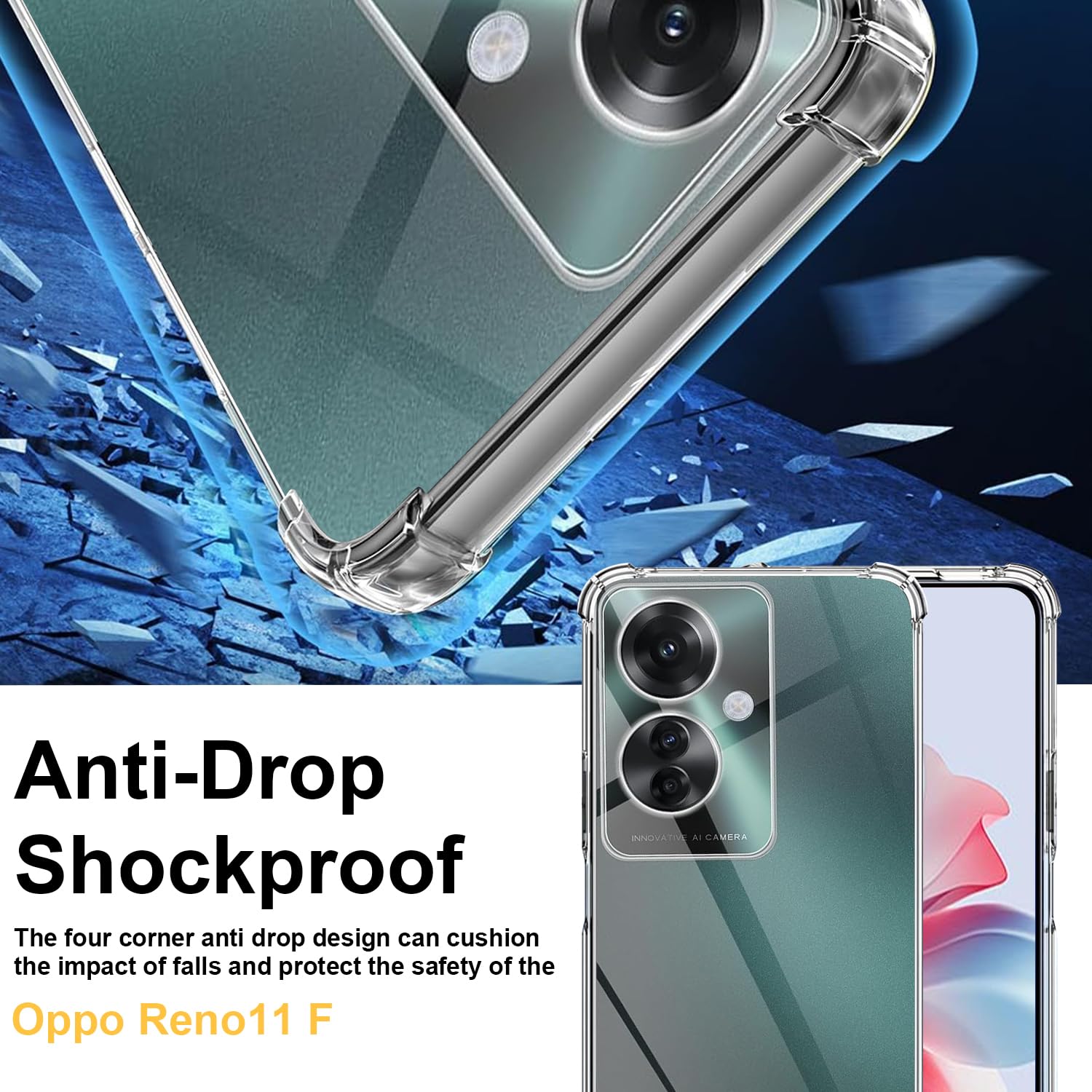 Custodia ISOI Per Oppo Reno11 F 5G - Cover Trasparente Ultrasottile Con Airbag Antiurto, Morbida TPU