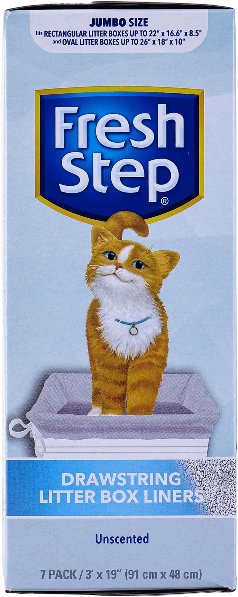 Fresh Step Drawstring Cat Litter Box Liners,Unscented, 3 ft x 19 in, 7 Ct