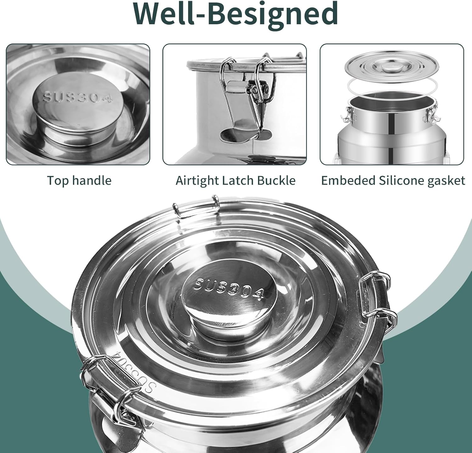 Stainless Steel Milk Can with Spigot,5 Gallon Stainless Steel Water Dispenser,Milk Bucket 20Liter Wine Pail with Sealed Lid,Water jug Oil Liquid Storage Barrel,Airtight Food Storage Container