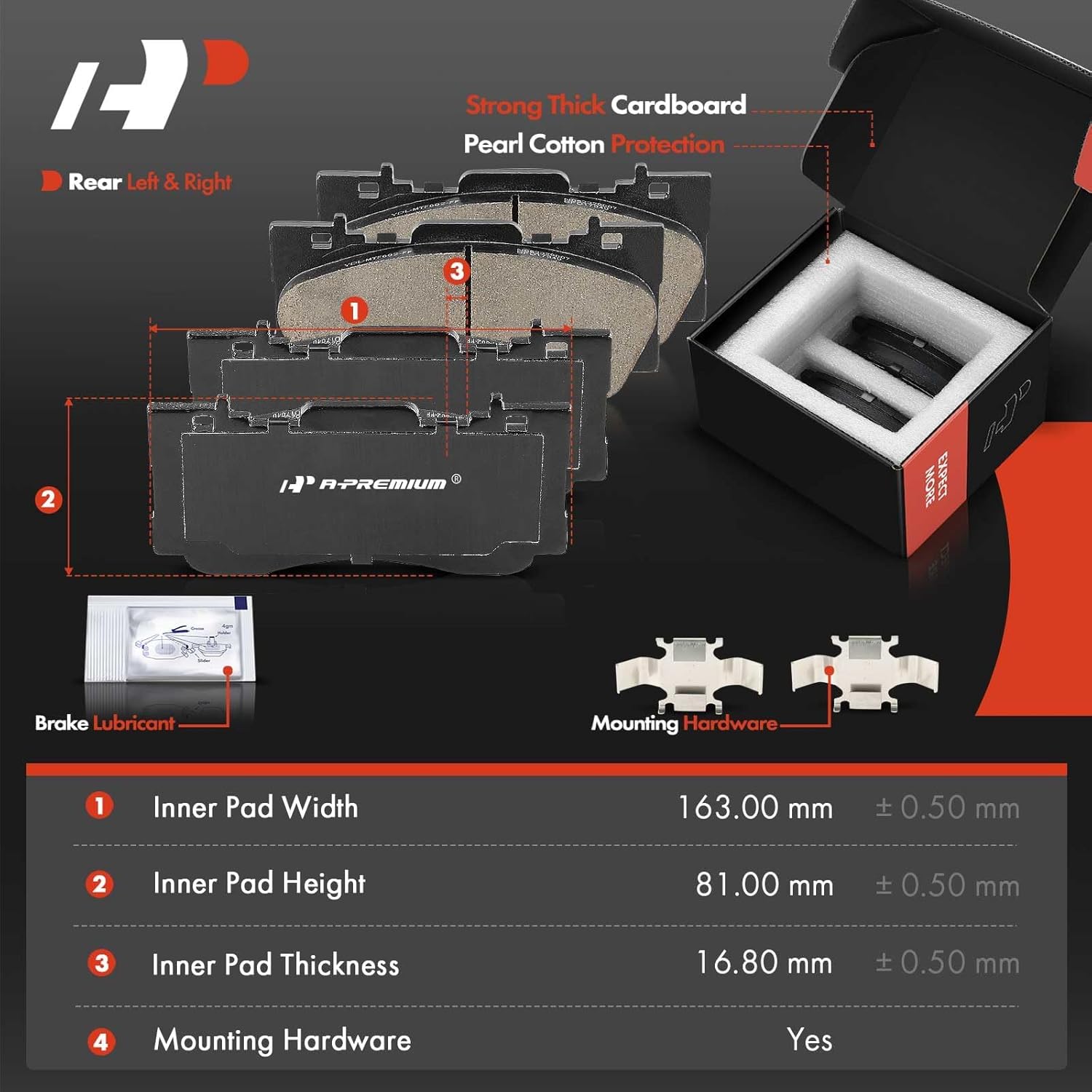 A-Premium 13.86 in (352 mm) Front Vented Disc Brake Rotors + Ceramic Pads Kit Compatible with Select Ford Models - Mustang 2015 2016 2017 2018 2019 2020, 2.3L 5.0L, 6-PC Set