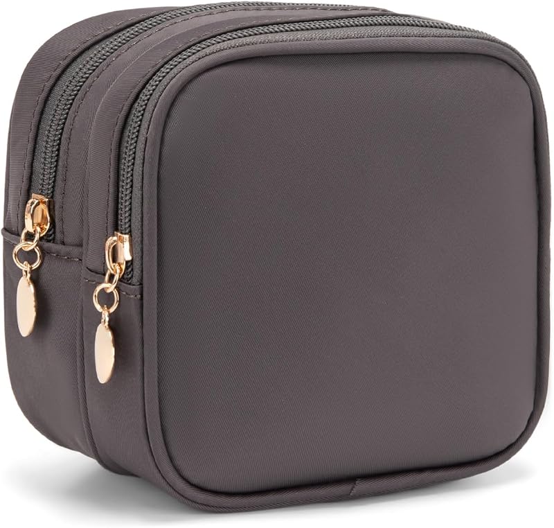 Necessaire de maquiagem XIAOLER com dois zíperes, nylon, Dark Grey, XIAOLER002