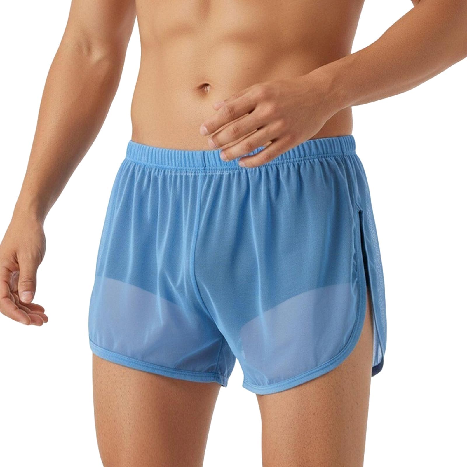 Mens Sexy Mesh See Through Shorts Underwear Loose Sheer Breathable Boxers Short