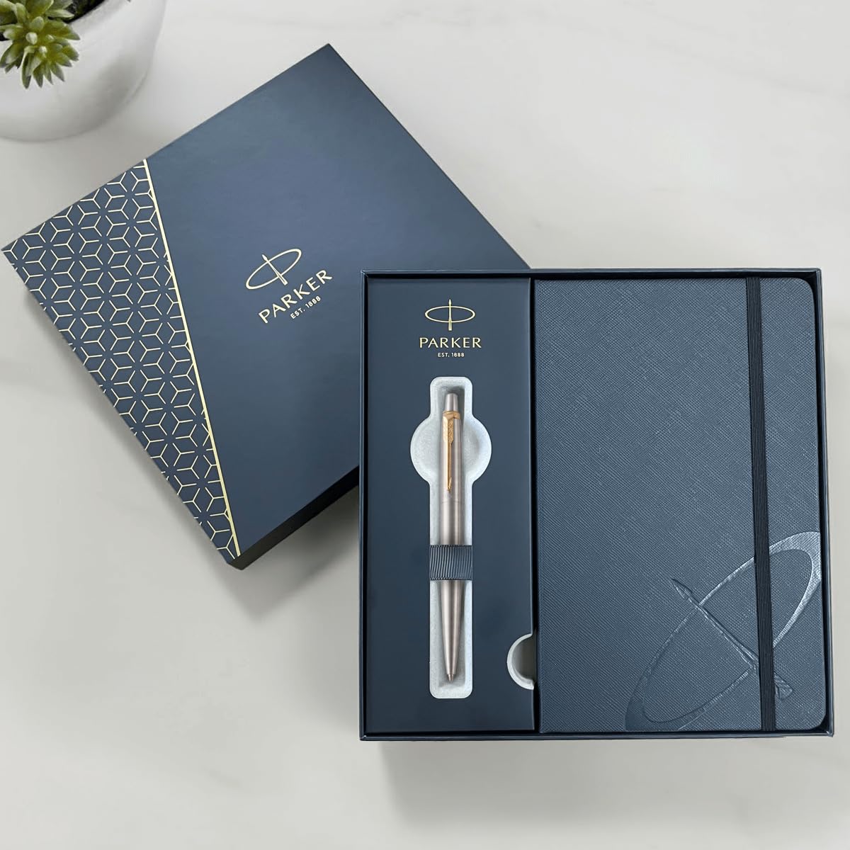 Personalised Parker Pen and Notebook Gift Set Luxury Engraved Pen Gift Set - Perfect for Birthday's, Anniversaries, Weddings, Father's Day