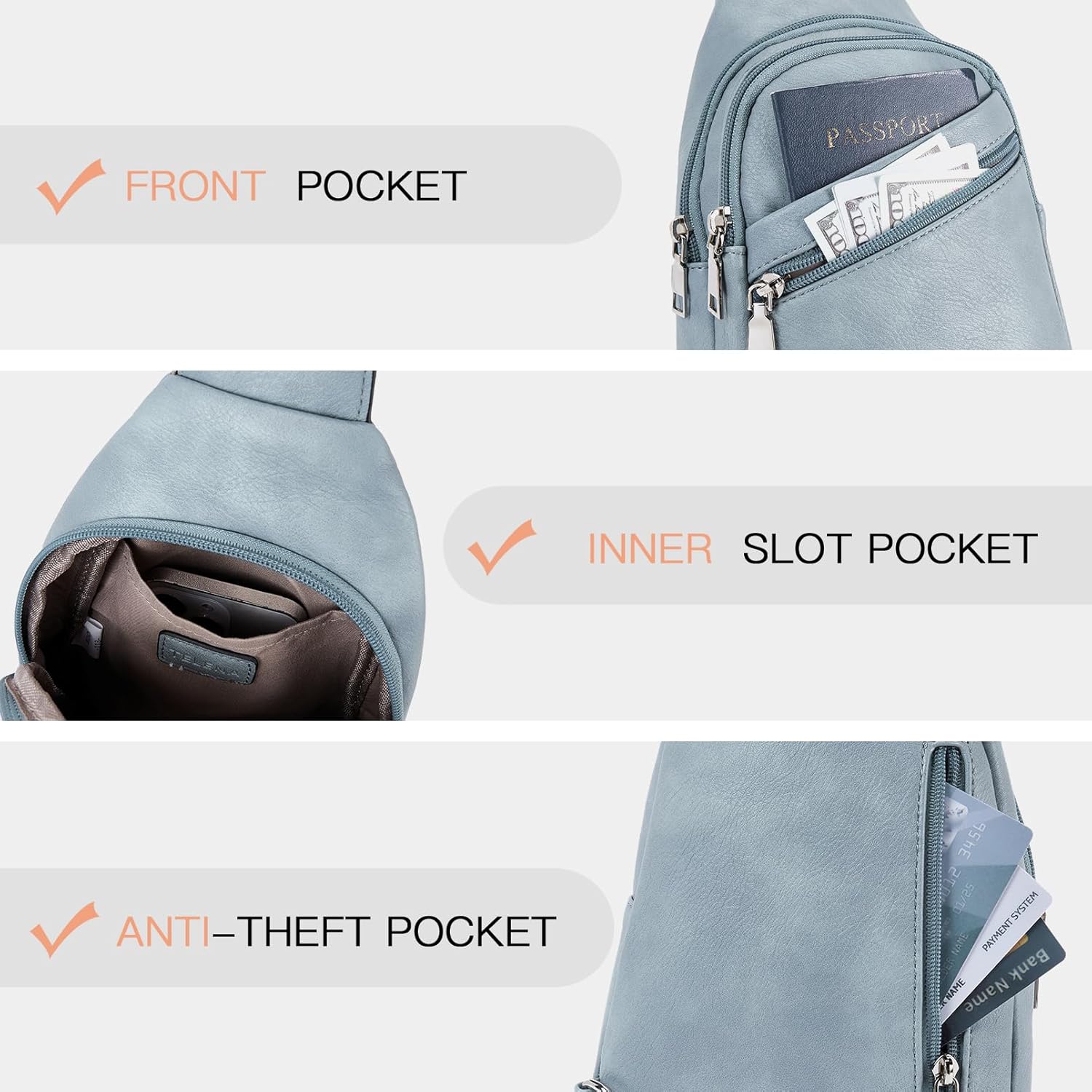 Telena Sling Bag for Women Crossbody Bags Purse for Women Vegan Leather Fanny Pack with Adjustable Strap - Image 3