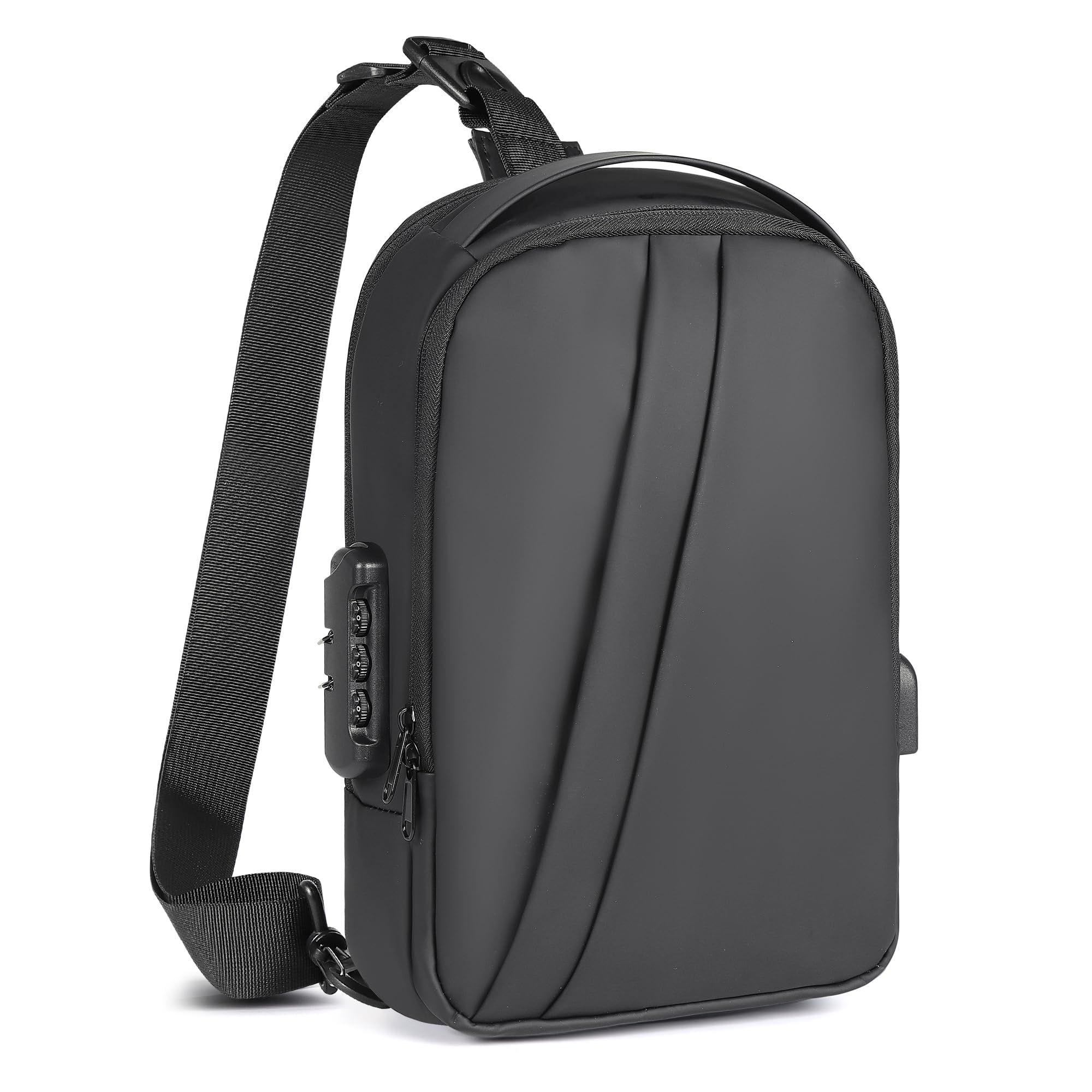 Geestock Zaino Monospalla Uomo con Lucchetto con Password, Borsa a Tracolla Impermeabile, Borsello Piccolo a Tracolla per Viaggio, Lavoro e Affari