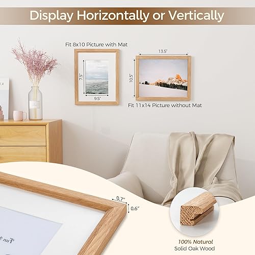 Miniatura 554 de Fun Memories Portarretratos de metal de 16 x 20 pulgadas con paspartú de 11 x 14 pulgadas, acabado de aluminio cepillado, parte delantera de vidrio