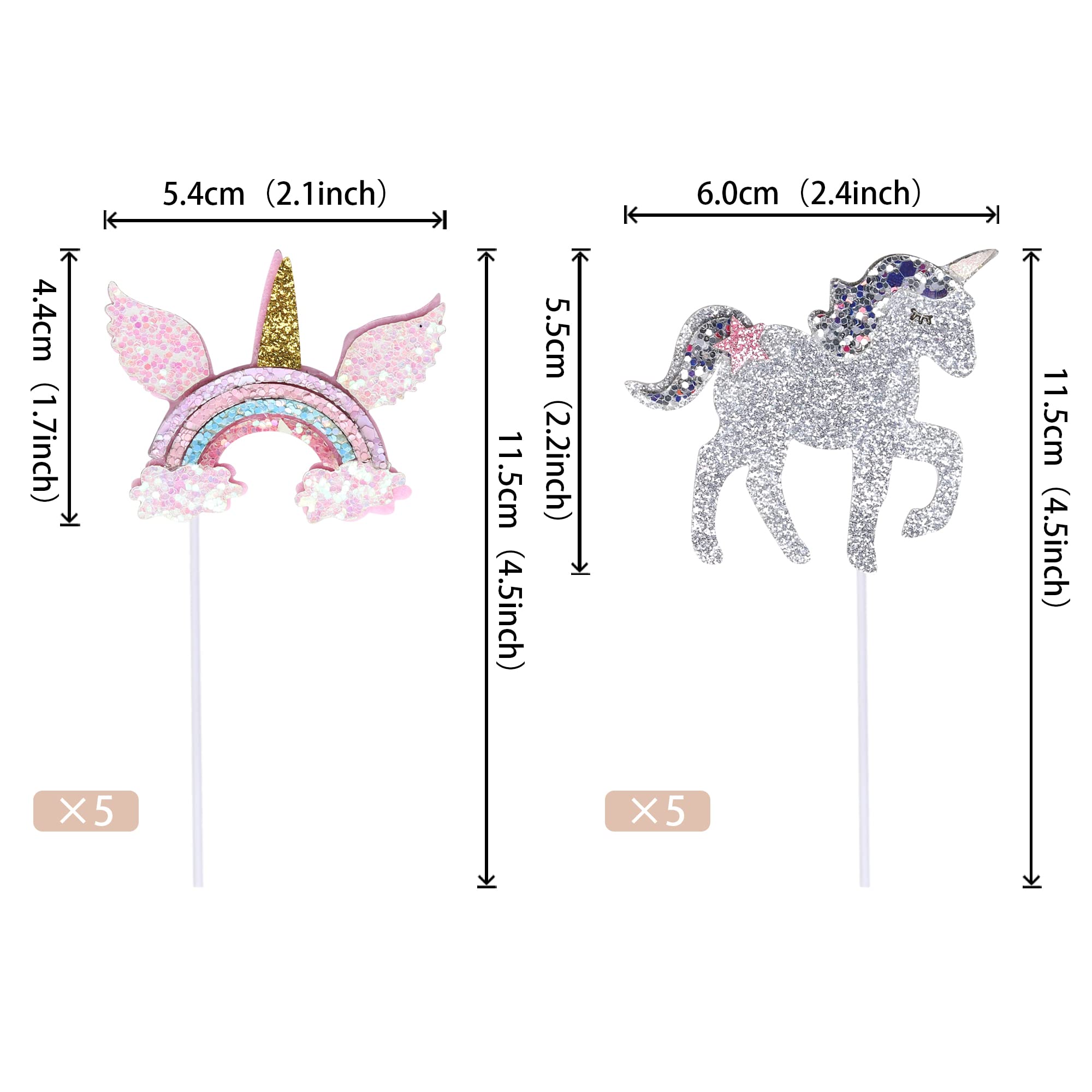 Rsstarxi 10 Pack Unicorn Cupcake Toppers & Picks - Rainbow Horse Cake Decorations for Unicorn Baby Shower & Birthday Party, Design 4