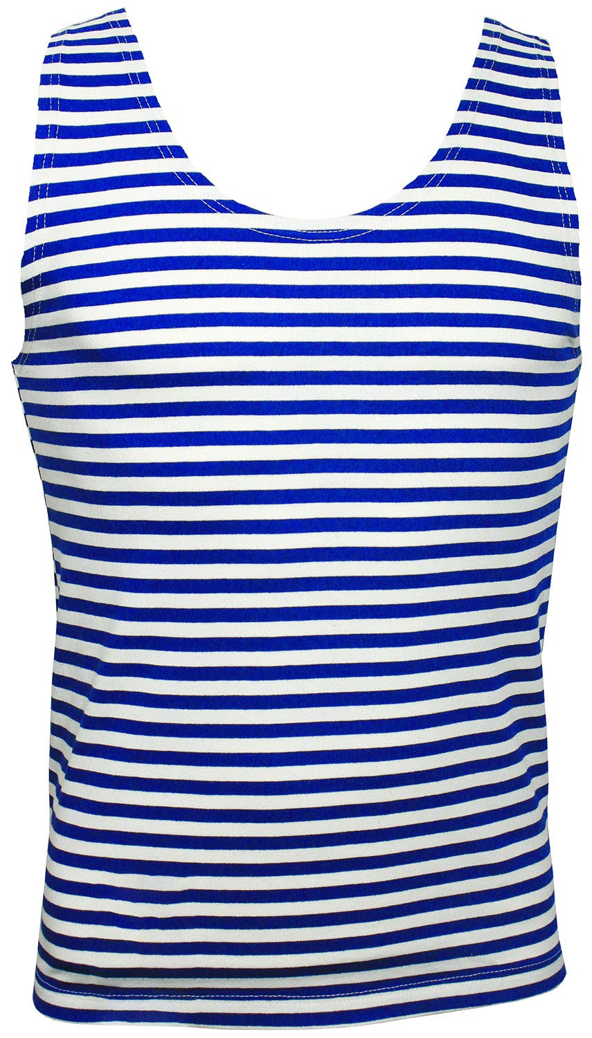 Epic Militaria Unisex Light Blue And White Russian Sleeveless Paratrooper Vest Tank Top - Light Blue Stripes (44 Inch - Xl)