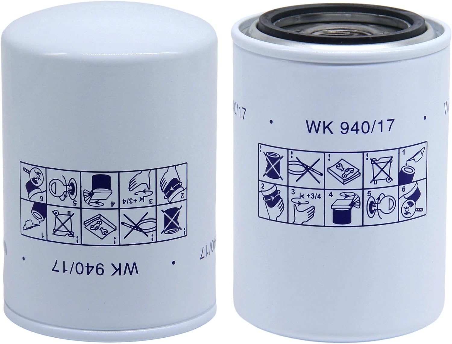 2 Pack of WK940/17 Fuel Filter (10 micron) Fuel Water Separator Filtration Canister Replaces 596-5, 595-5 Fits 10 Micron Particle Removal for Gasoline, Diesel, Ethanol, and Biodiesel Fuel Tank Filter