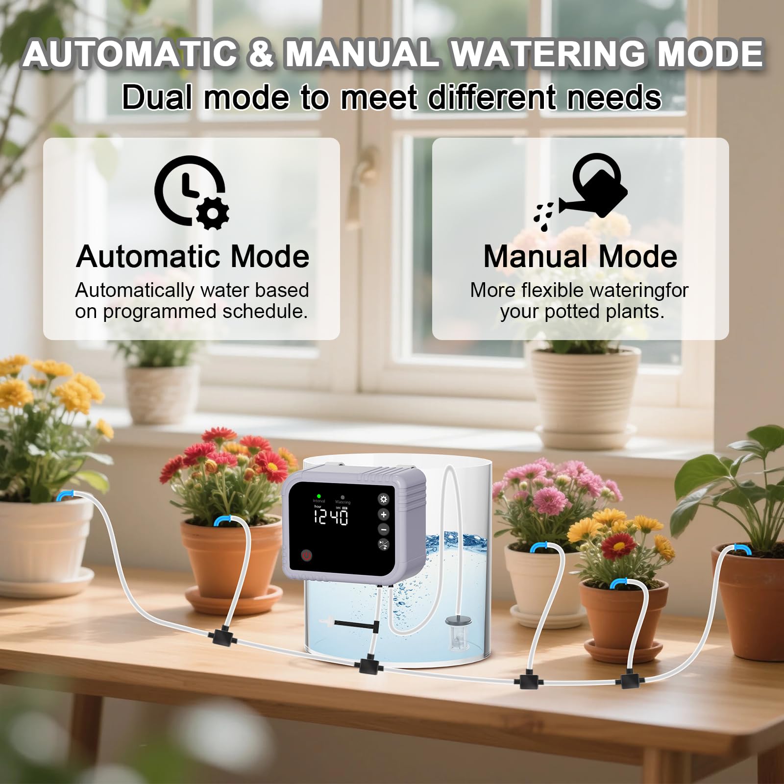 YAHAMOO Bewässerungssystem Automatische Bewässerung Zimmerpflanzen, 350 Automatische Bewässerung Modi Tröpfchenbewässerung System für Indoor, Garten, Balkon Pflanzen, für bis zu 15 Topfpflanzen
