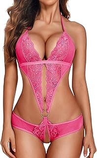 Avidlove Women Deep V Lingerie Lace Teddy One Piece Babydoll Mini Bodysuit