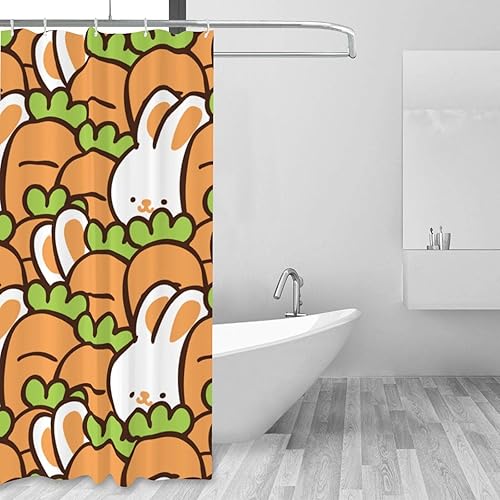 Miniatura 2 de Cartoon Rabbit Carrot Plastic Shower Curtain Liner 60x72in Extra Long Shower Curtains for Bathroom Clearance Set with Hooks Cortinas De BañO,