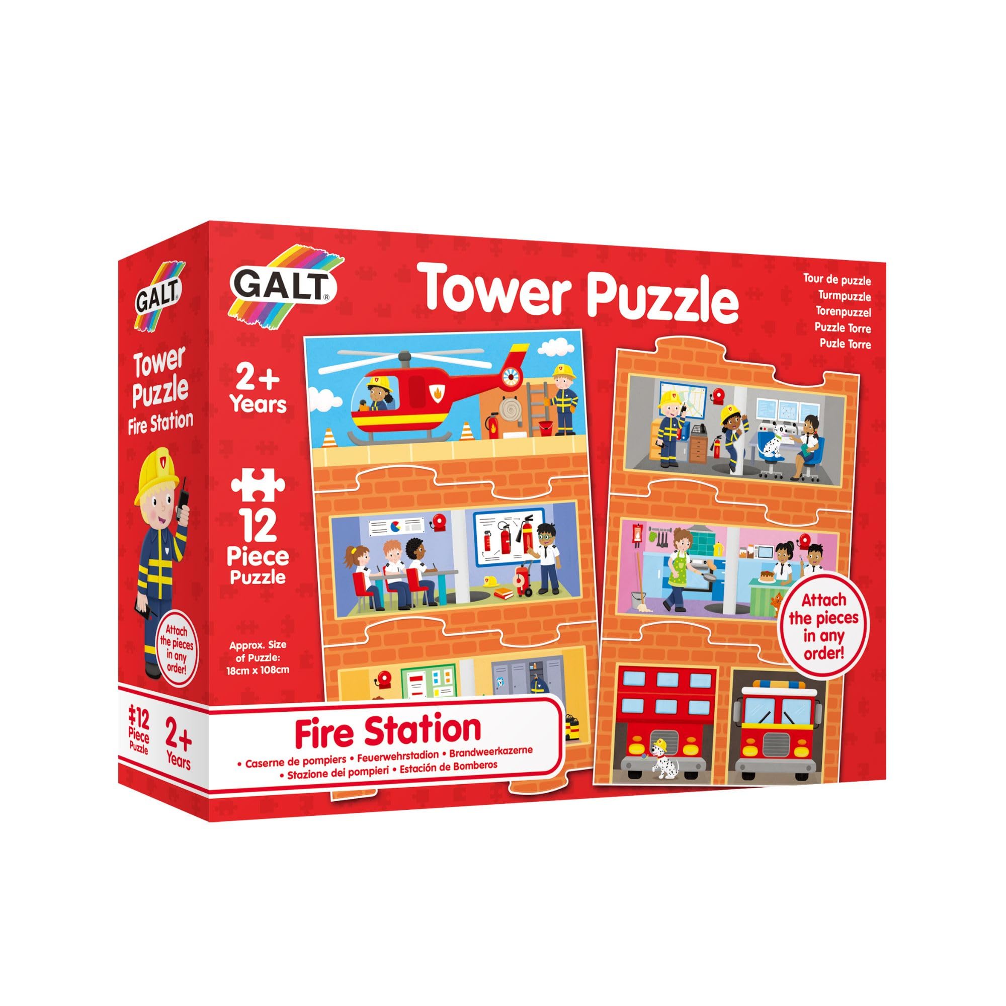 Galt, Tower Puzzle - Fire Station, Jigsaw Puzzles for Kids, 12 piece puzzle, Ages 2 years Plus