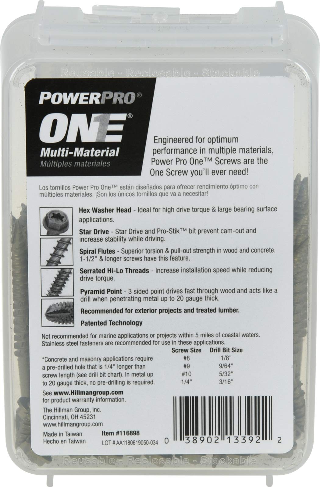 Power Pro Multi-Material Screws - #10 X 2-¾ Inch Epoxy Coated For Wood, Metal, Concrete