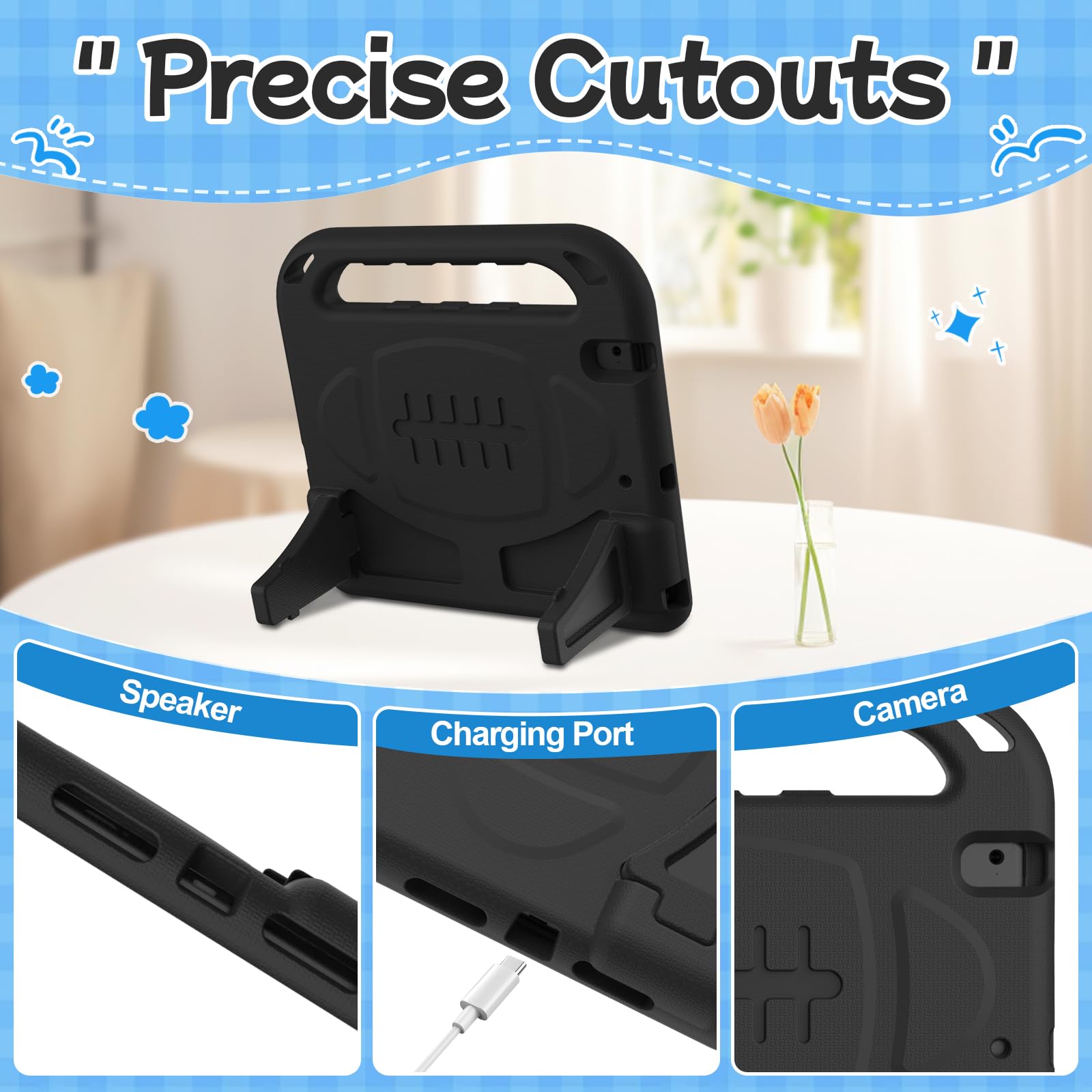 Bmouo Kcc117 Léger étanche Enfants Coque pour iPad 24,6 cm 2018/2017 for New iPad 9.7 2018/2017 - Black