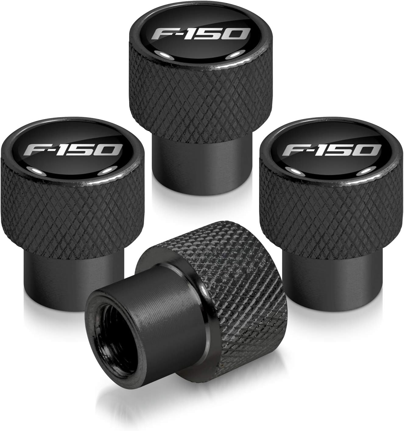 iPick Image for Ford F-150 Black Easy-Grip Aluminum Tire Valve Stem Caps
