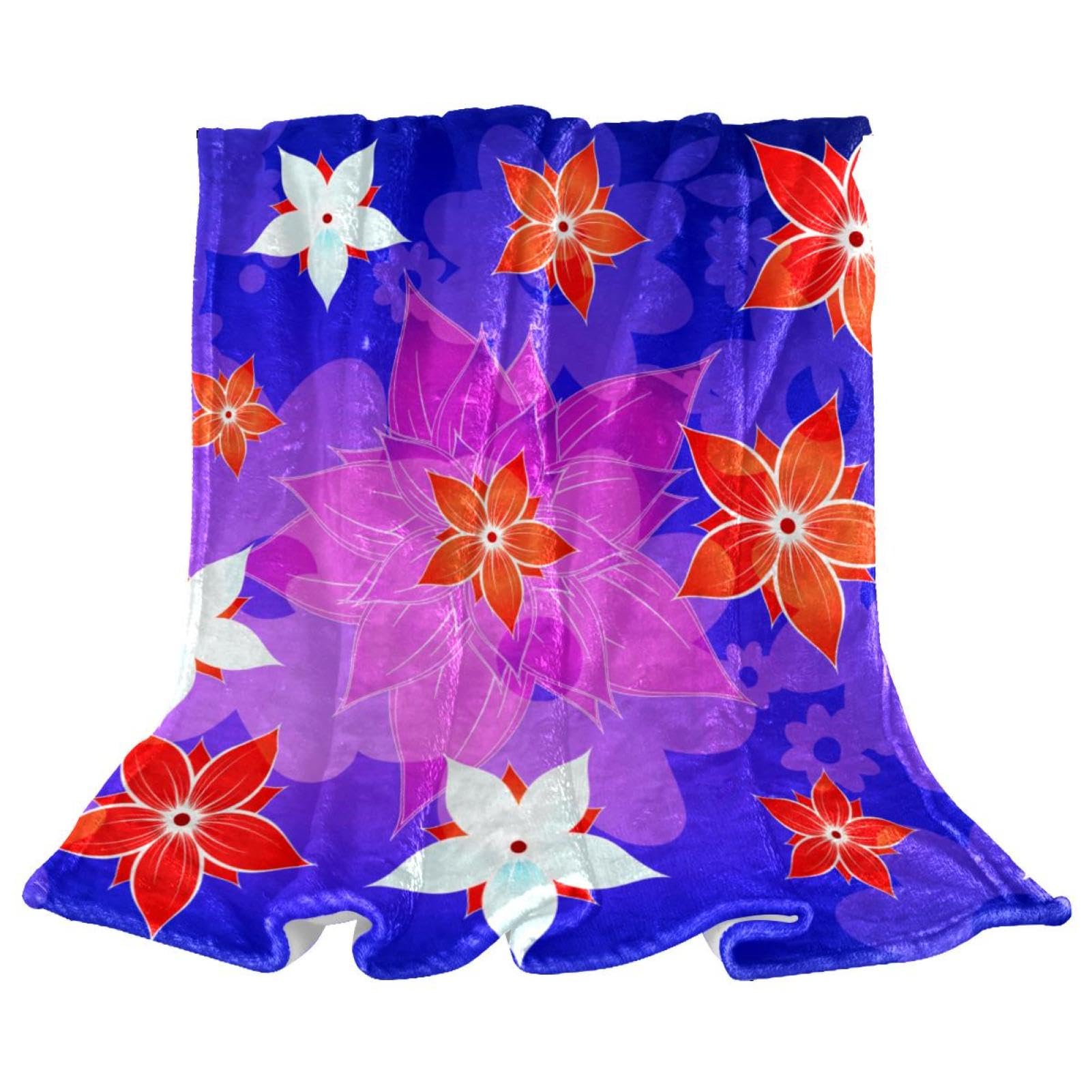 Couverture plaid fleur bleue un cadeau doux et chaud pour vos proches