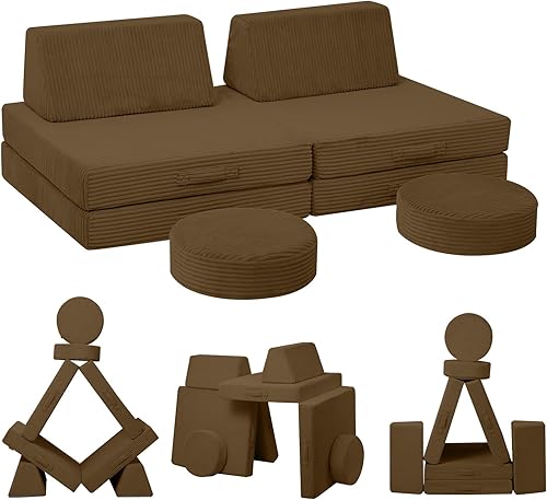 Miniatura 153 de MeMoreCool Sofá modular de 8 piezas para niños, sofá de espuma convertible rosa para sala de juegos Rosa (Dusty Rose),Verde bosque,2-marino,Azul