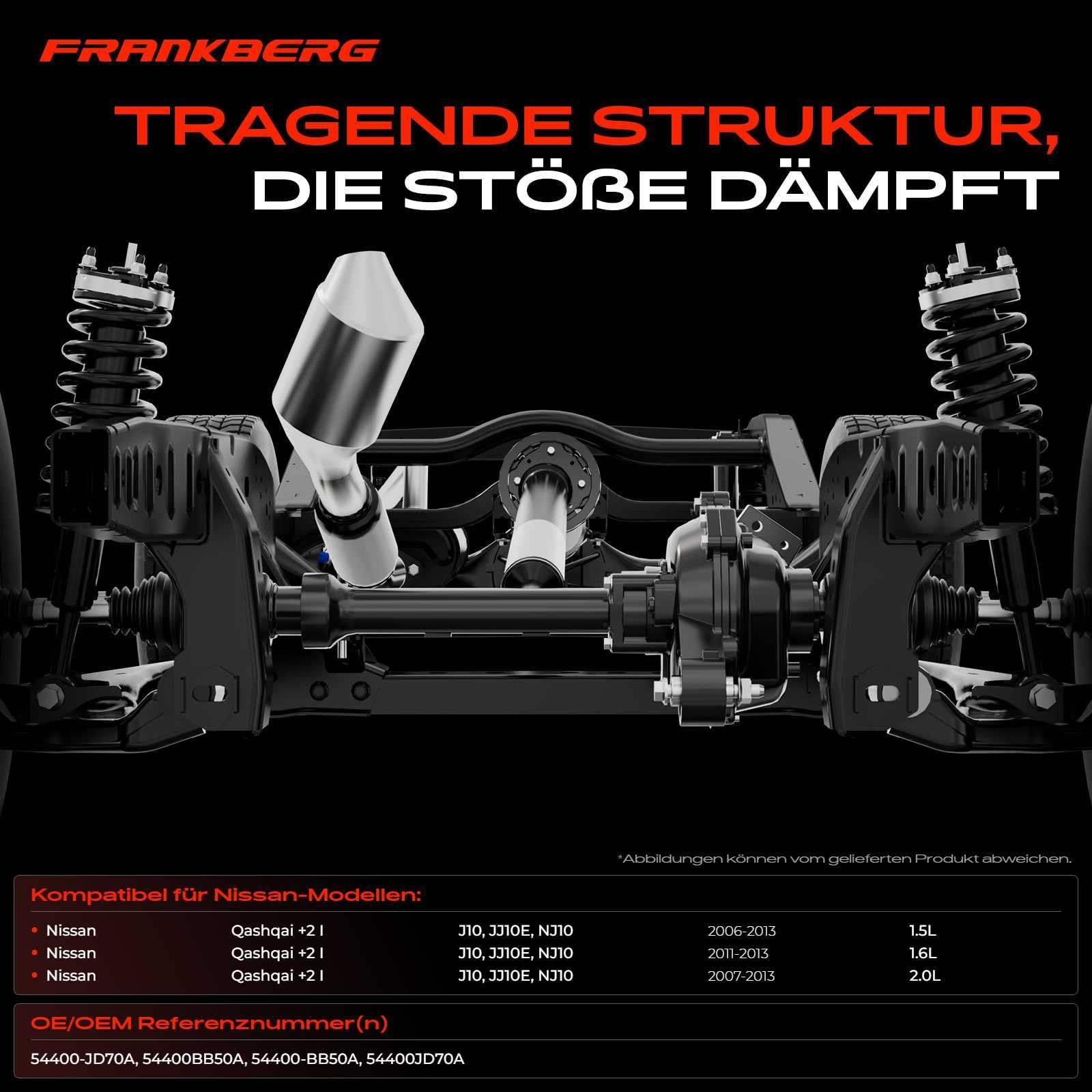 Frankberg Achskörper Vorderachse Kompatibel mit Qashqai +2 I J10 JJ10E NJ10 1.5L 2007-2013 Qashqai +2 I J10 JJ10E NJ10 1.6L 2011-2013 Qashqai +2 I J10 JJ10E NJ10 2.0L 2007-2013 Replace# 54400JD70A