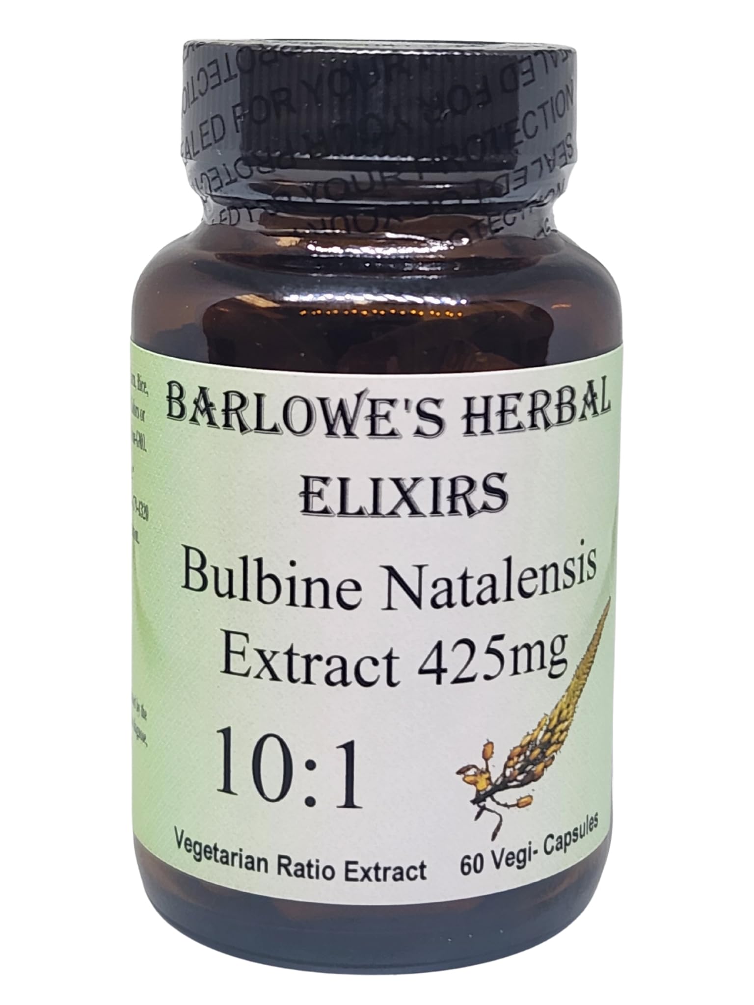 Barlowe's Herbal Elixirs Bulbine Natalensis |10:1 Extract | 425mg per Capsule | 60 Veggie Capsules | Bottled in Glass | Stearate Free
