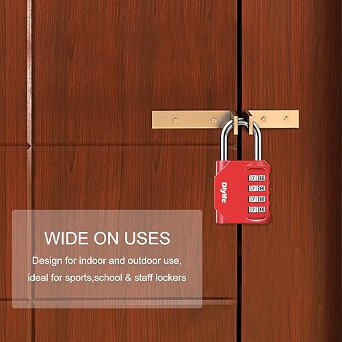 Miniatura 6 de Diyife - Paquete de 4 candados de combinación, 4 dígitos impermeables para exteriores para casillero escolar, casillero deportivo, gabinetes, valla,