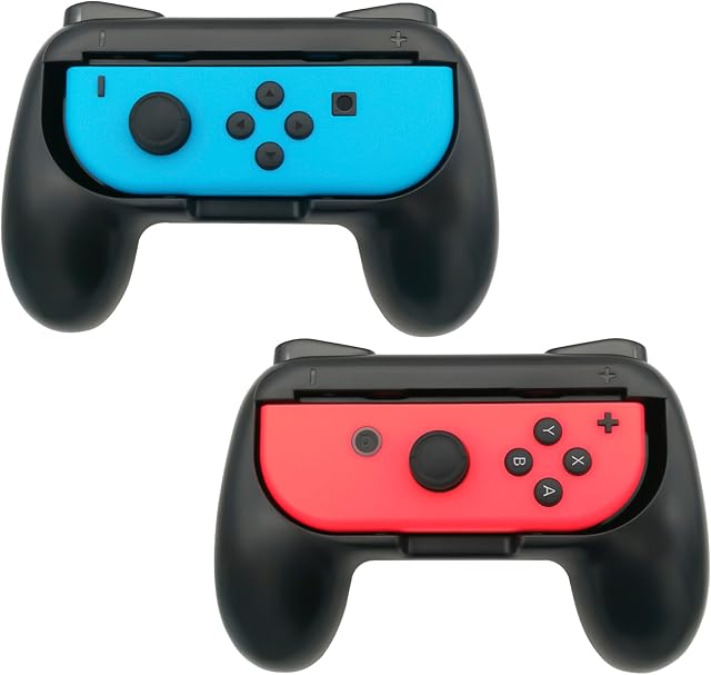 FASTSNAIL Grips Compatible with Nintendo Switch Joy-Con&Switch OLED Model, Wear-resistant Handle Kit Gamepad Replacement for Nintendo Switch Joy Cons &Switch OLED Model for Controller(Black,Black)
