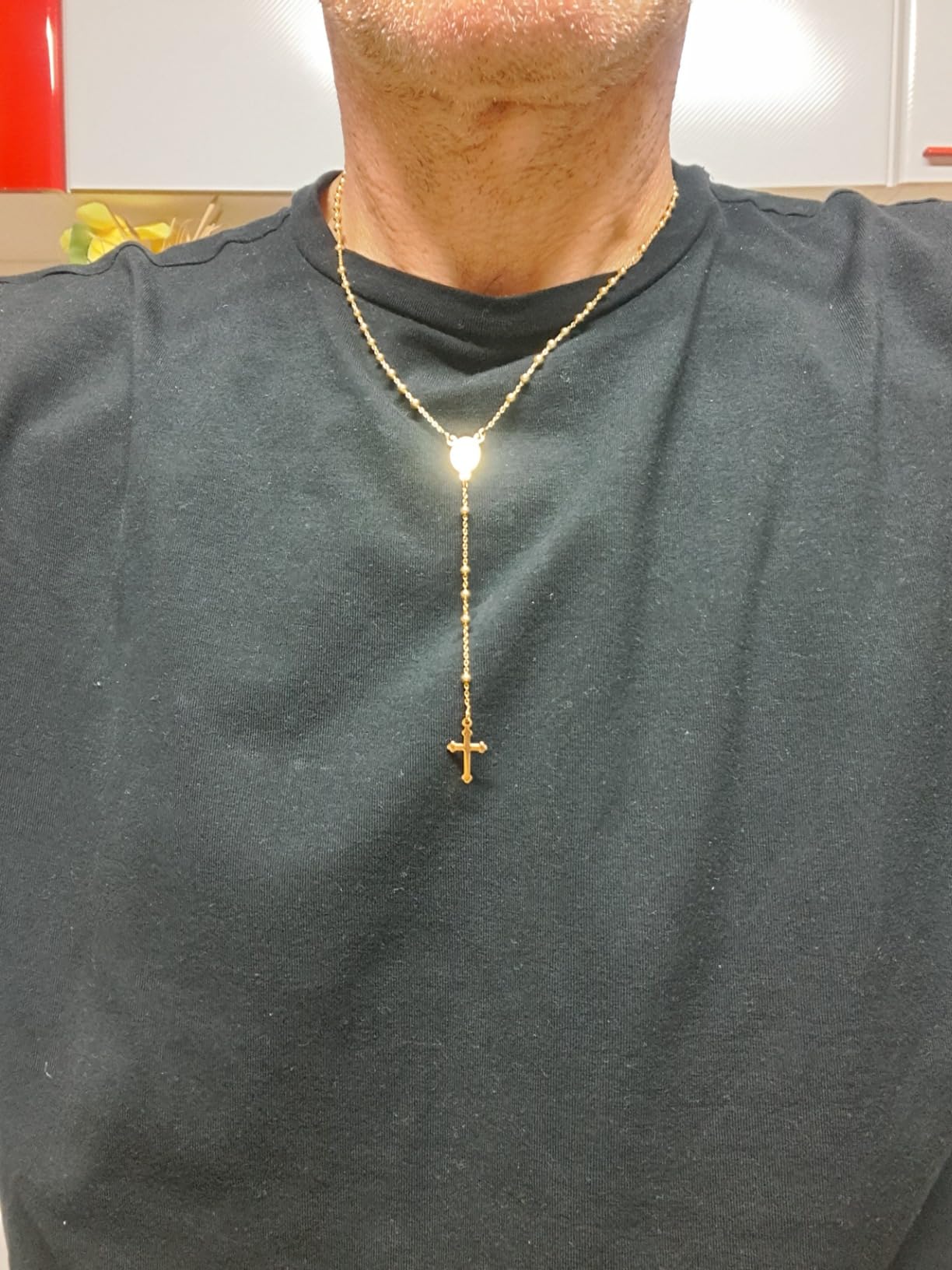 Collana Rosario A Y Placcata Oro Bianco Con Sfera Liscia Da 4 Mm In Argento 925 50 Cm