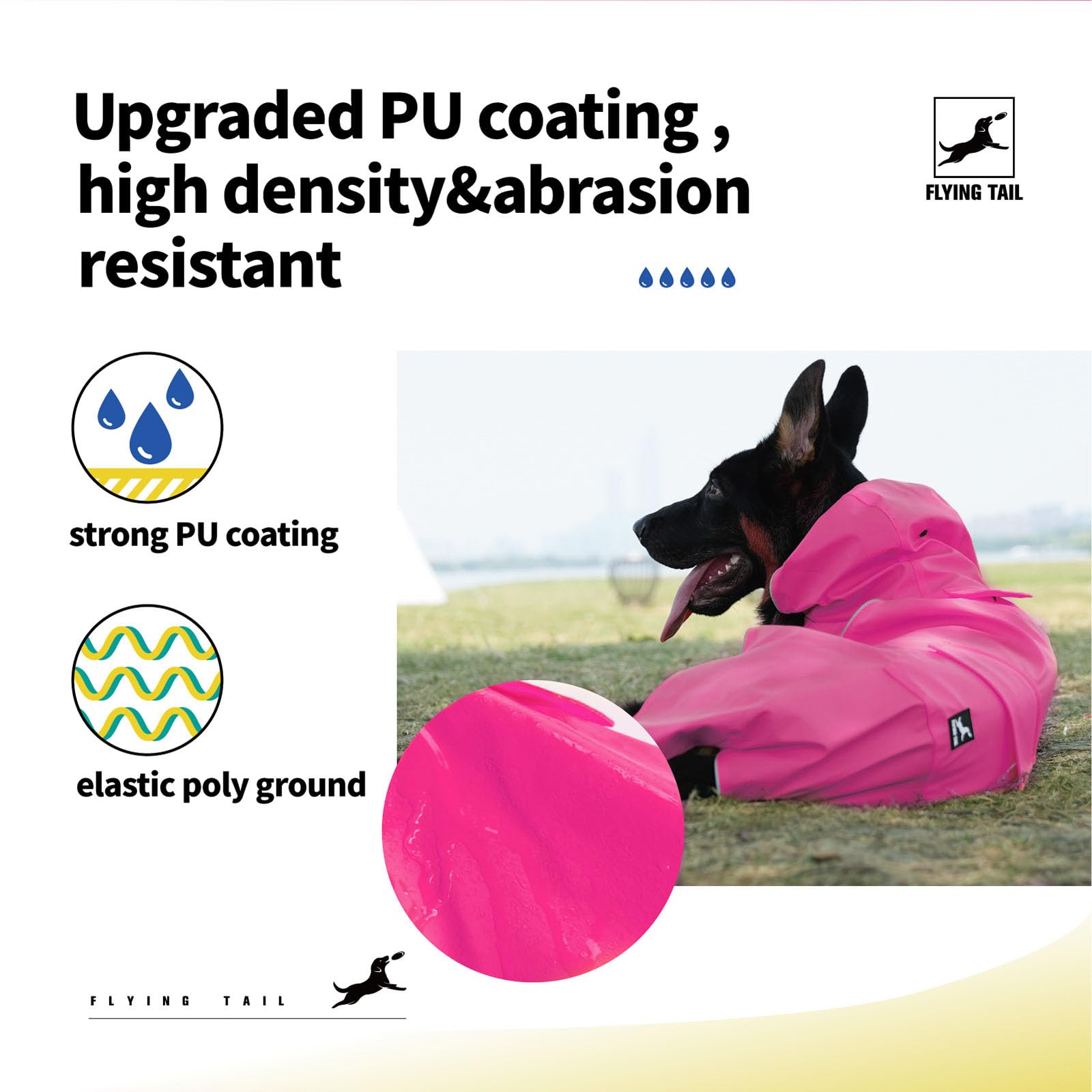 Easy Sporting Hunderegenmantel mit weichem, nicht steifem Stoff, wasserdichte & reflektierende Hunderegenjacke für energiereiche Hunde, Hundeponcho mit Kapuze, verstellbarem Hals und Bauchgurt (Rosa