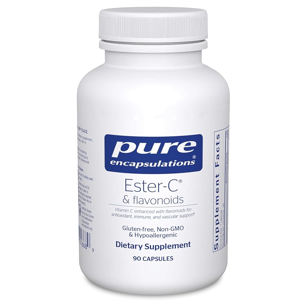 Pure Encapsulations Ester-C & Flavonoids - Vitamin C Supplement for Antioxidants - Immune & Vascular Support* with Calcium & Rutin - Gentle on Digestion - Vegan & Non-GMO - 90 Capsules