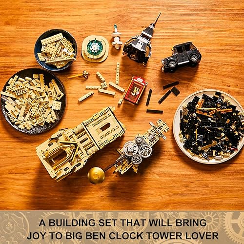 Miniatura 5 de Juego de construcción de arquitectura Big Ben, juego de ladrillos de construcción de torre de reloj Steampunk, kit de construcción de pantasy para