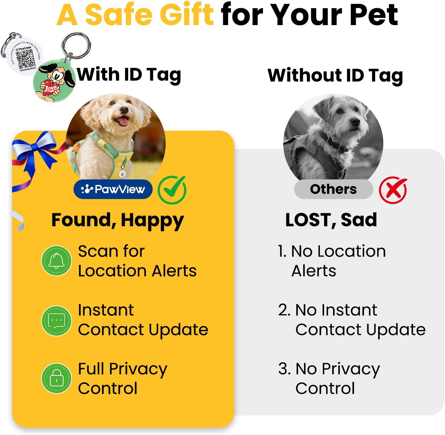 No Pull Dog Harness for Medium Dogs, Lightweight Escape Proof Adjustable Dog Harness with Pocket, Front & Back Clip, Reflective Soft Vest with ID Tag, for Running Walking, Yellow