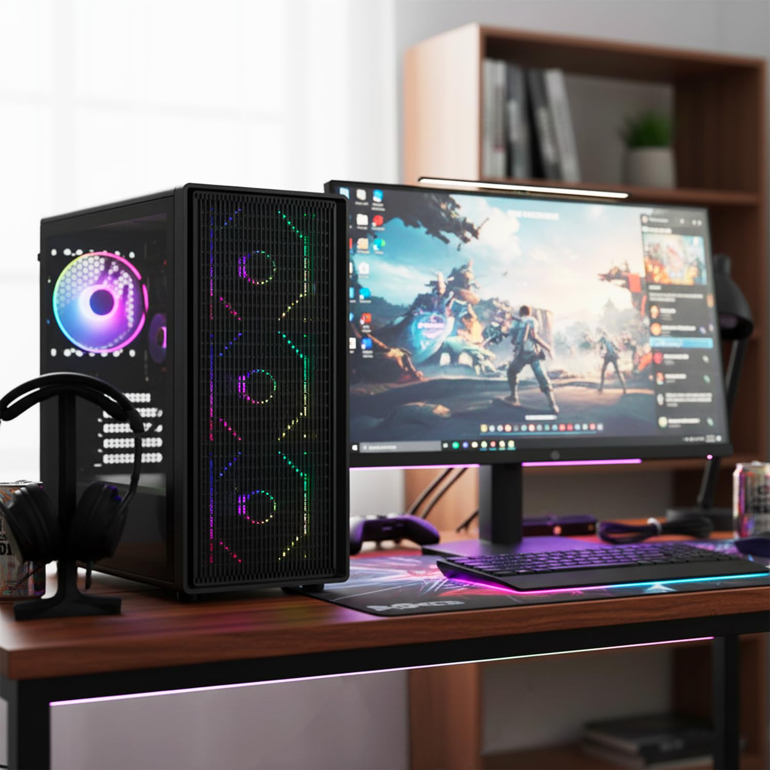 EMPIRE GAMING EC256 - Case PC Gaming Mid Tower ATX/mATX/ITX, frontale Airflow, 4 Ventole ARGB 120 mm Preinstallate + HUB PWM, Vetro Temperato, GPU 325 mm, Watercooling 240 mm, 2xUSB 3.0