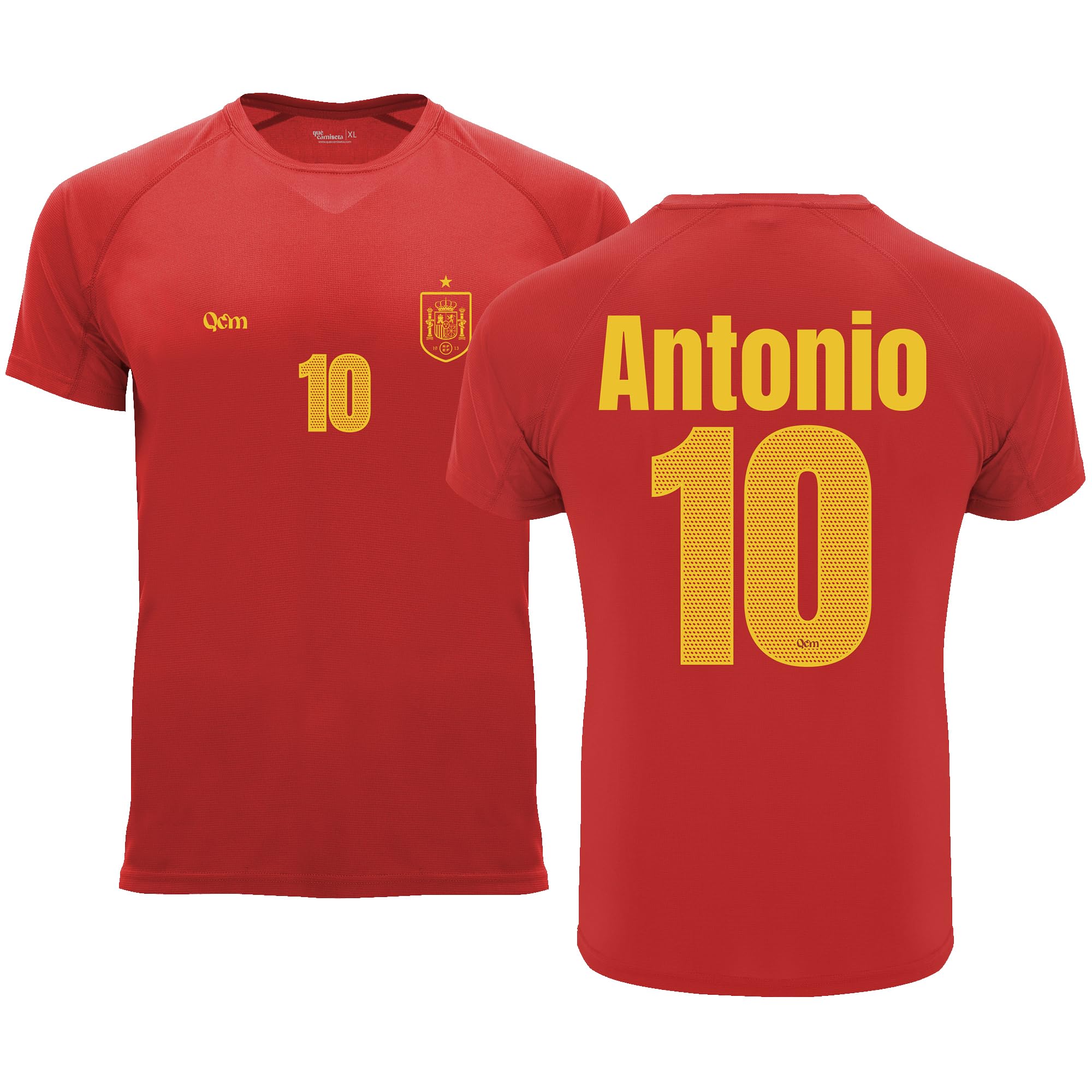 Camiseta Fútbol España Hombre y Niño – Personalizada con Nombre y Número – con Escudo – No Oficial