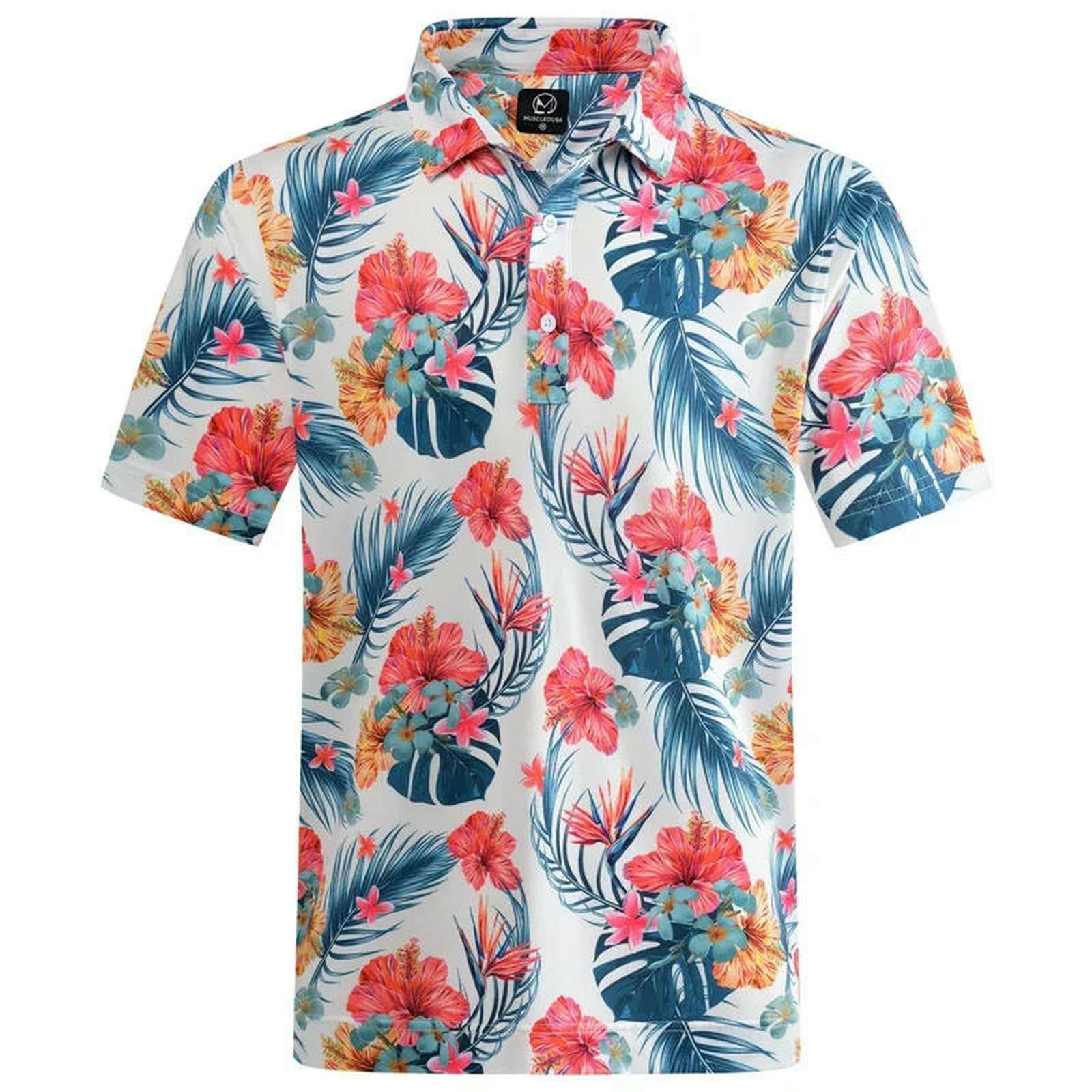 Maglietta Uomo Hawaiian Plants Camicia Uomini Estate 3D Stampa Foglie Fiore Manica Corta Golf Camicie Oversized Street Tops T-Shirt Vestiti-plbecky1031340-m