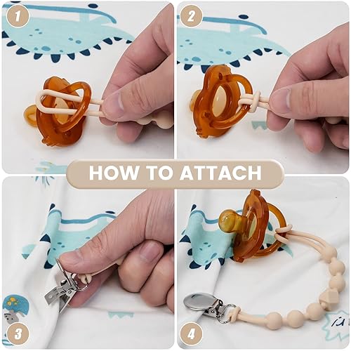 Miniatura 4 de Clips de silicona para chupete para niños, alivio de la dentición con soporte de una pieza para baby binky para ducha, regalo de cumpleaños, paquete